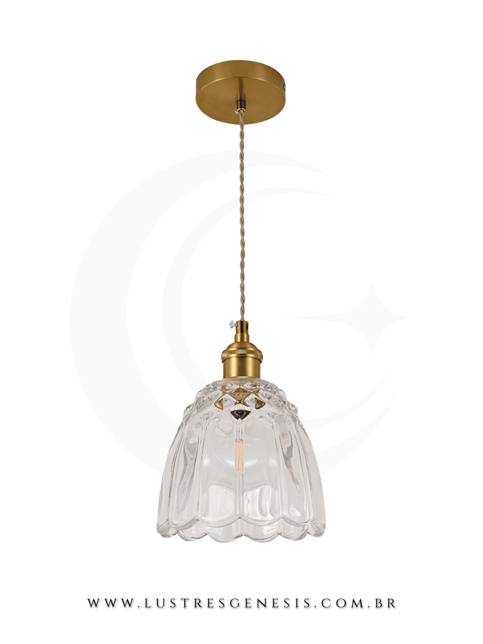 A Luminaria Pendente com acabamento em metal bronze e cupula de vidro transparente e ideal para renovar seu ambiente.